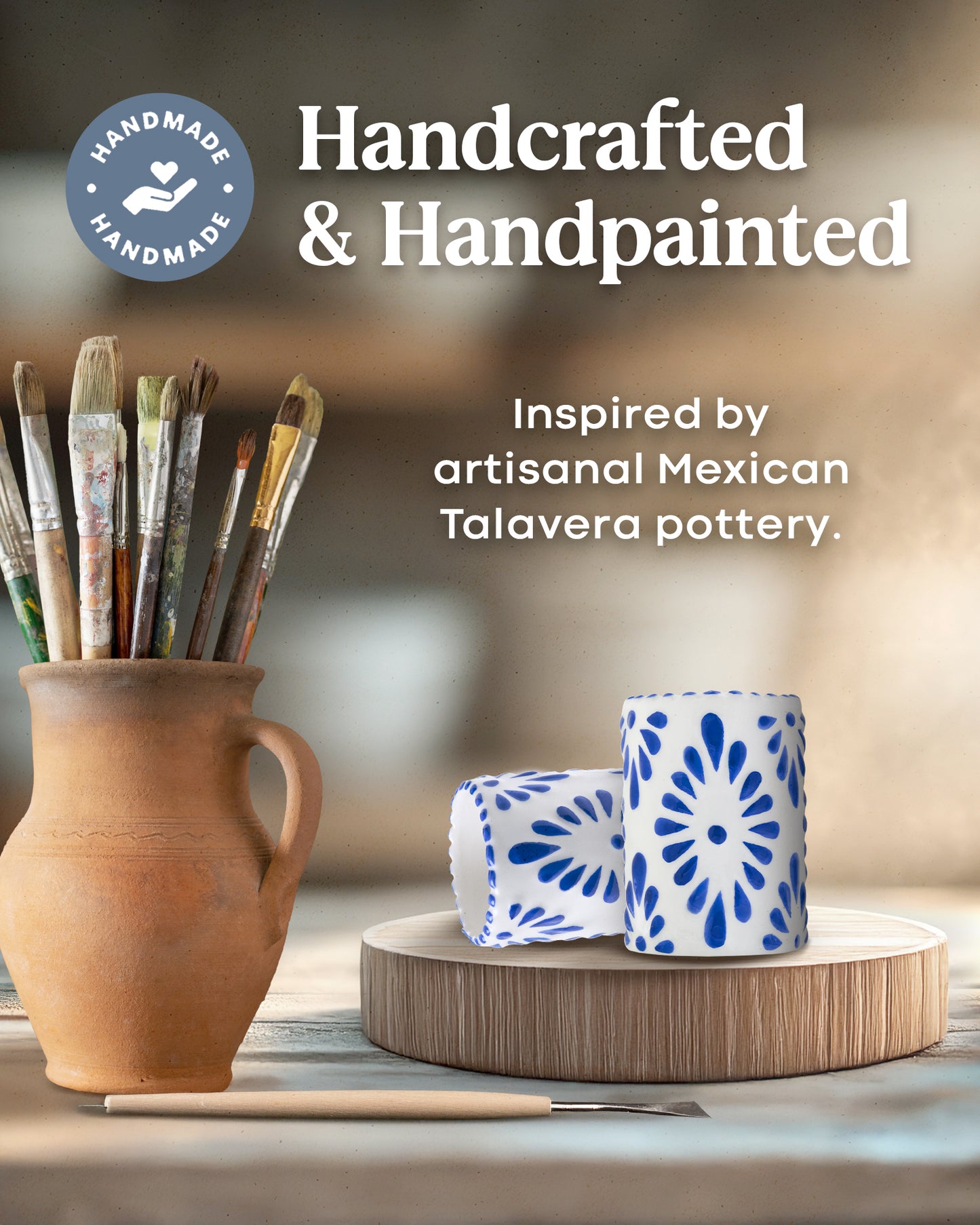 Talavera Shot Glasses Set (Blue)