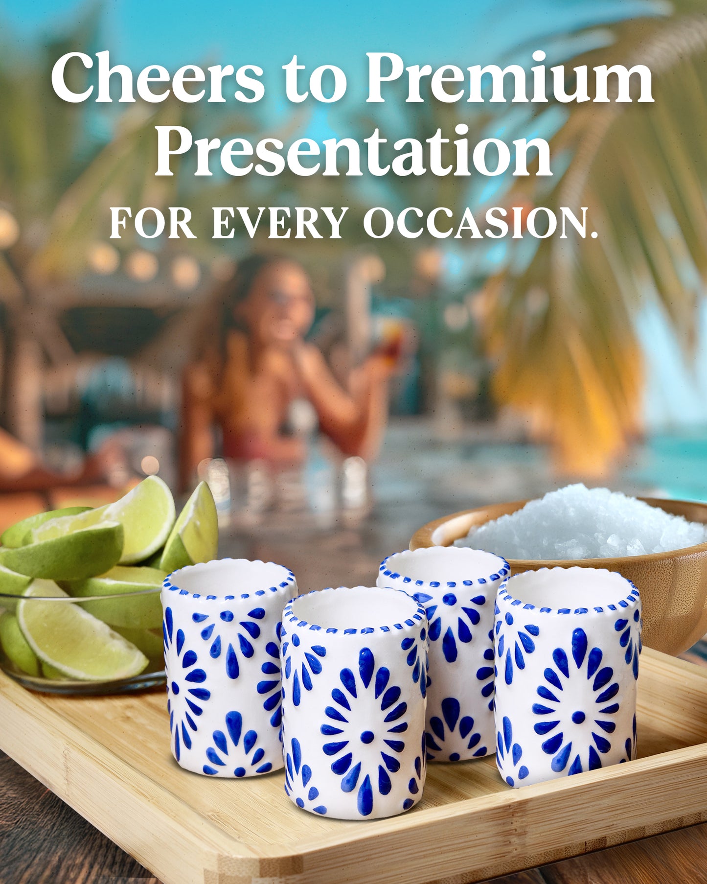 Talavera Shot Glasses Set (Blue)