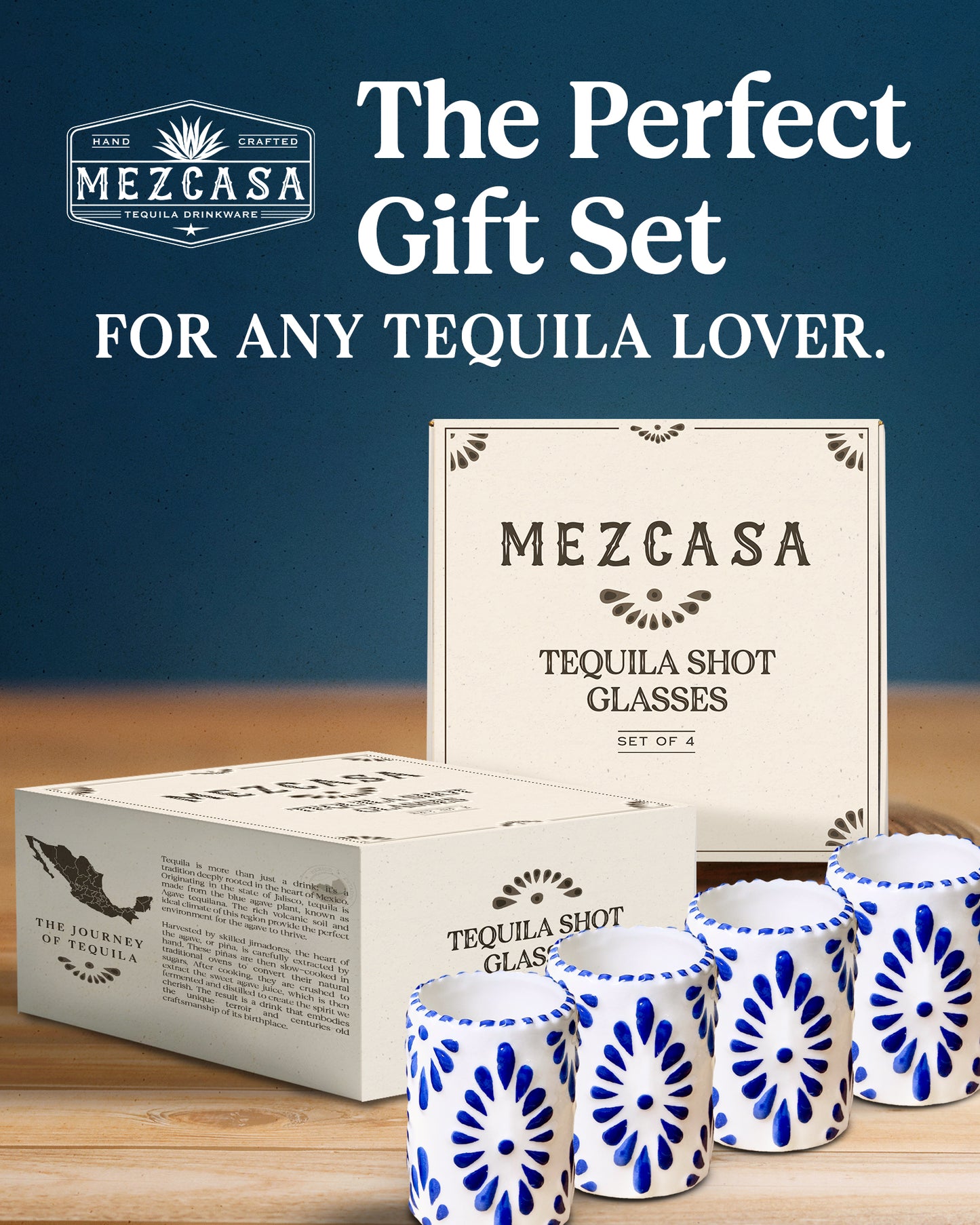 Talavera Shot Glasses Set (Blue)