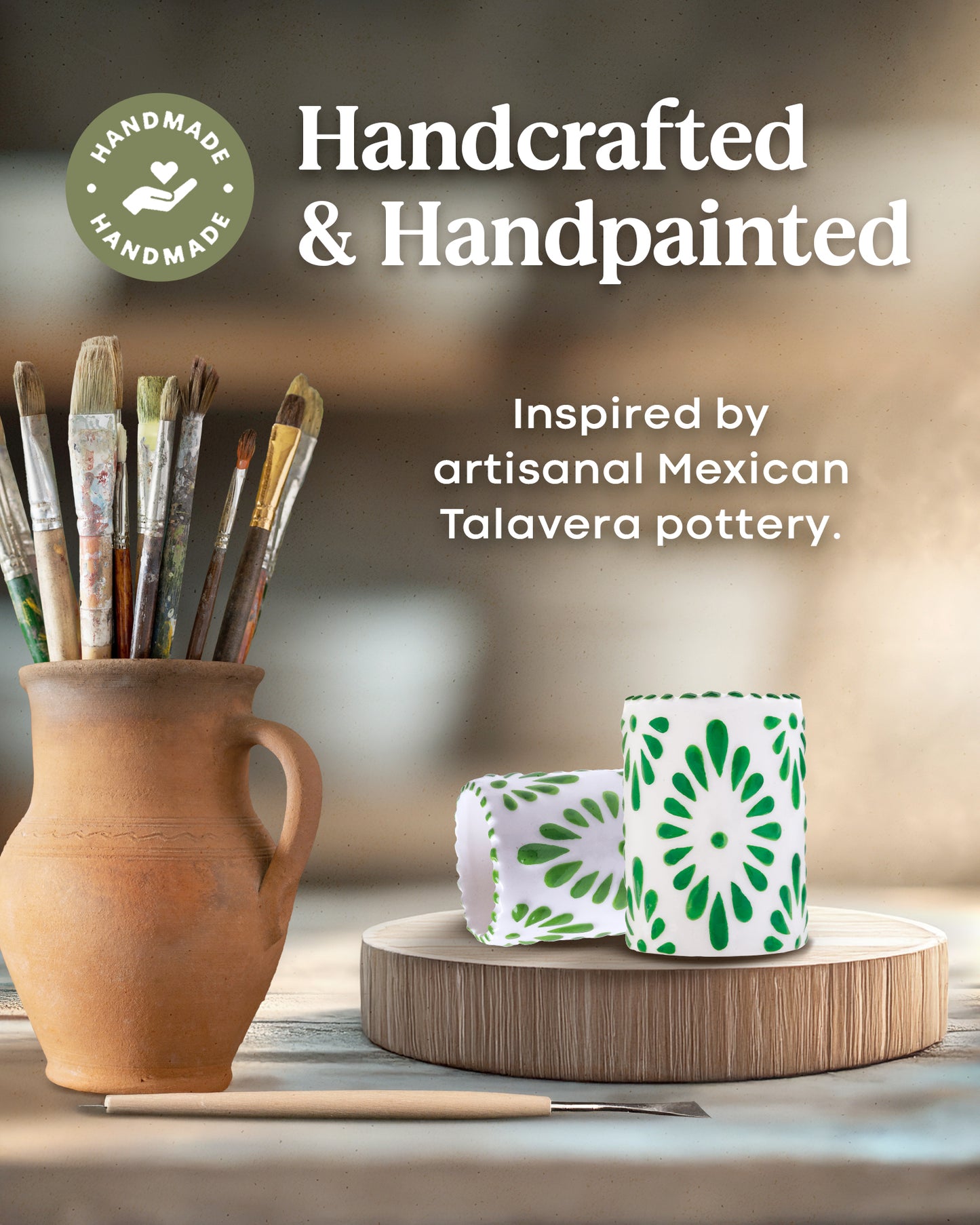 Talavera Shot Glasses Set (Green)