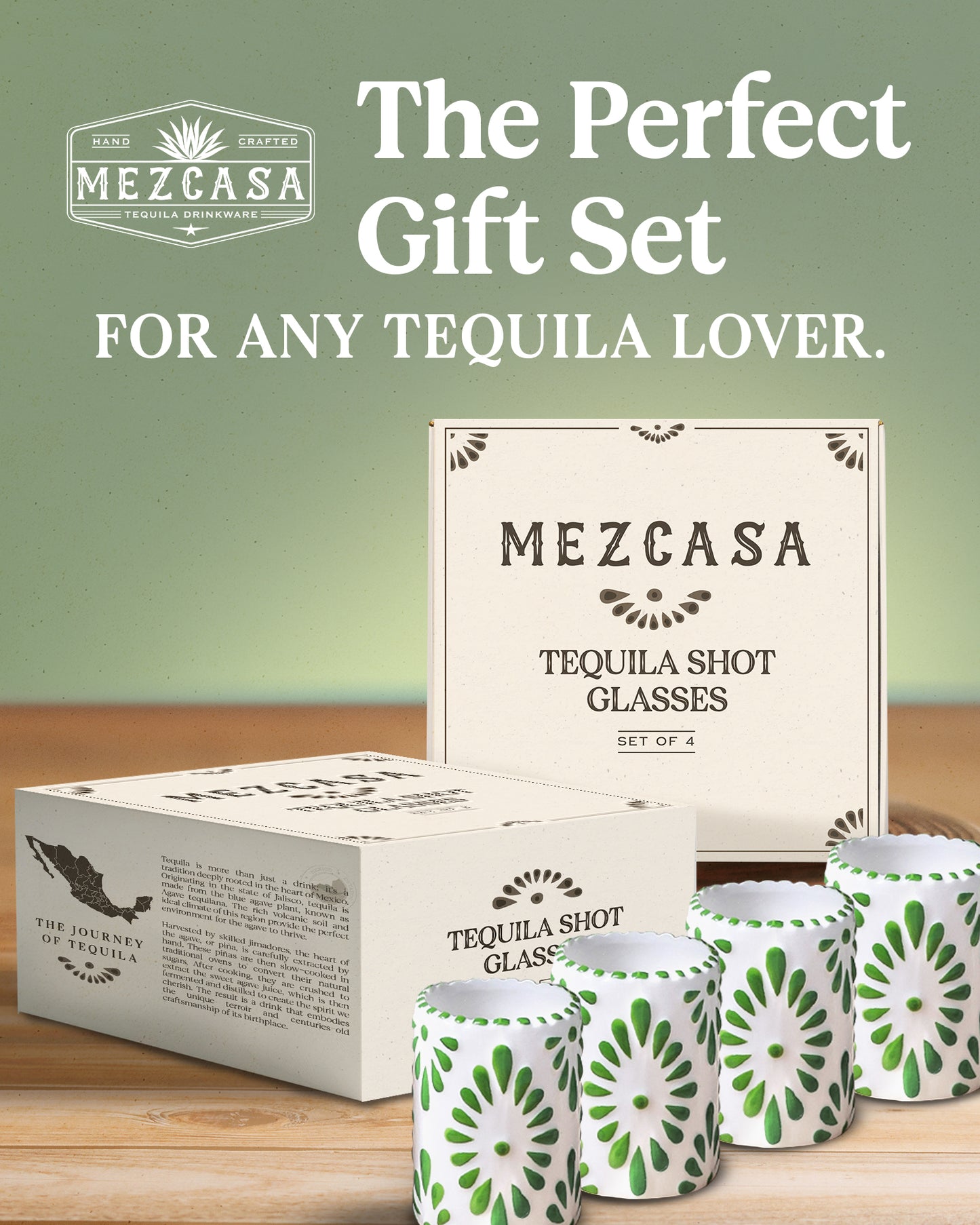 Talavera Shot Glasses Set (Green)