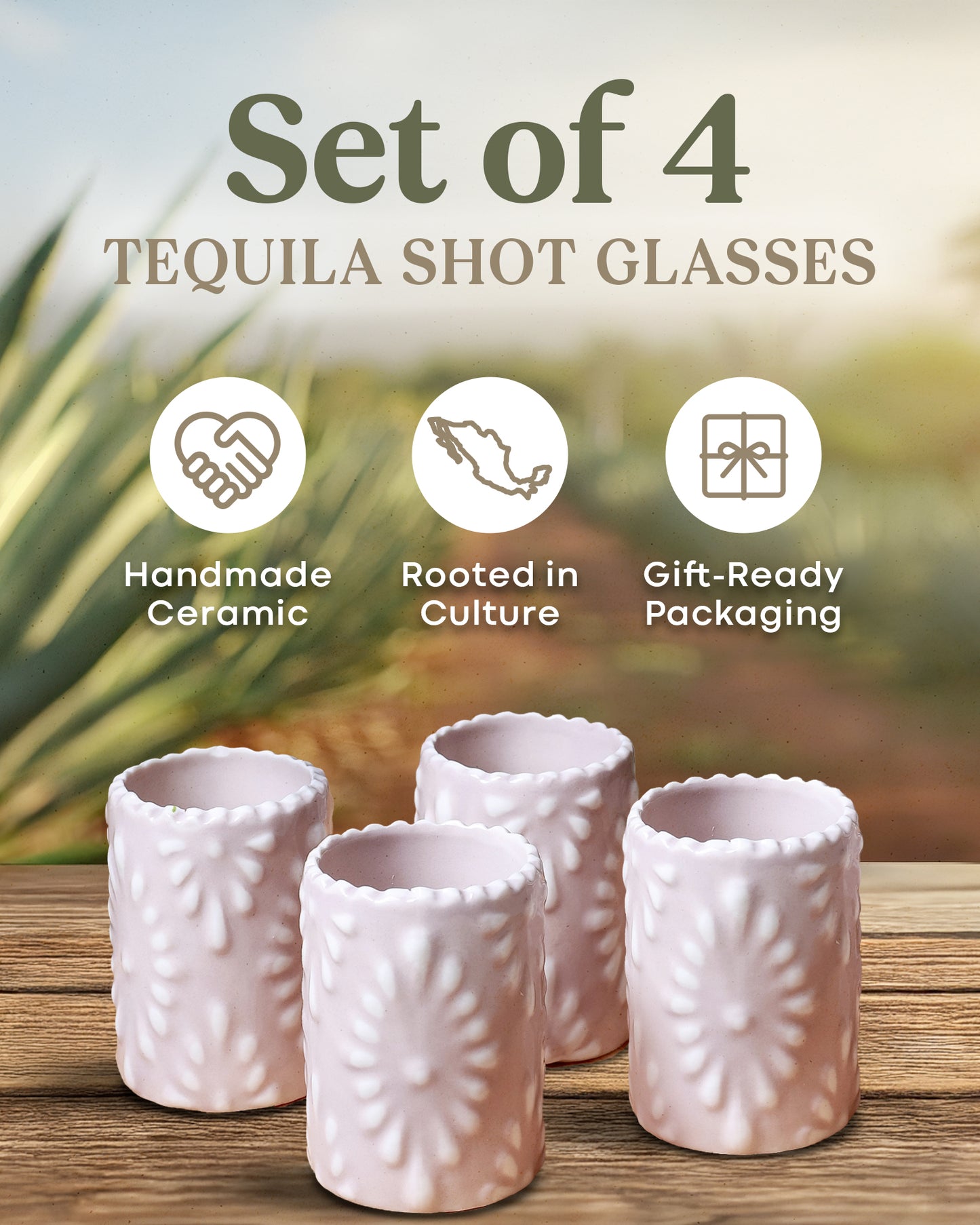 Talavera Shot Glasses Set (Blush Stone)