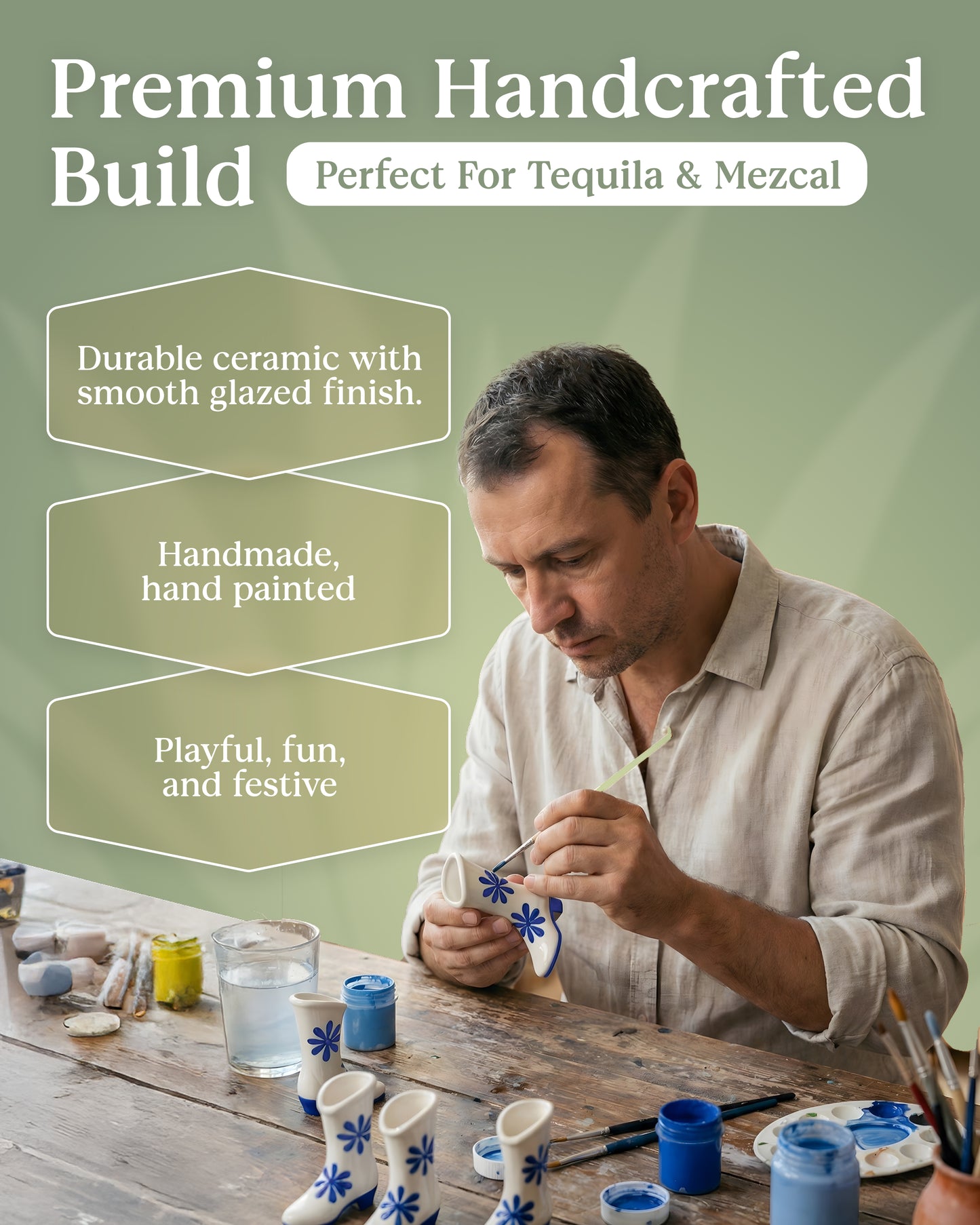 Cowboy Shot Glasses Set - Blue