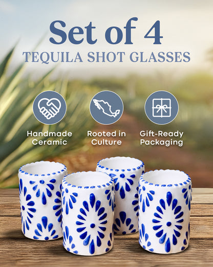 Talavera Shot Glasses Set (Blue)